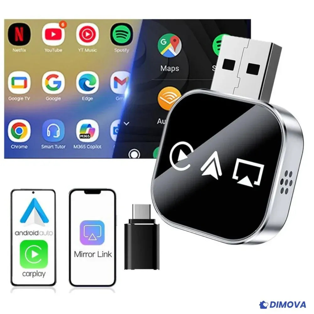 Adaptateur CarPlay sans fil 3-en-1 (Apple/Android) 2026