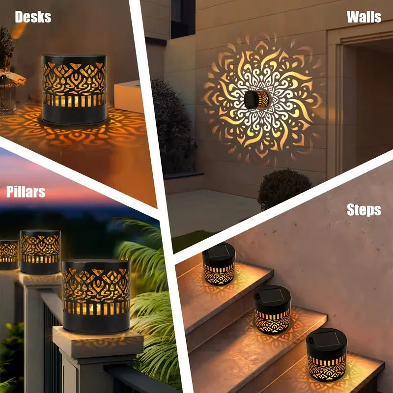 Solar Mandala Wall Lamp Outdoor LED Waterproof Fence Lamp for Garden Lawn Estate Porch Corridor Courtyard Decoration Wall Light