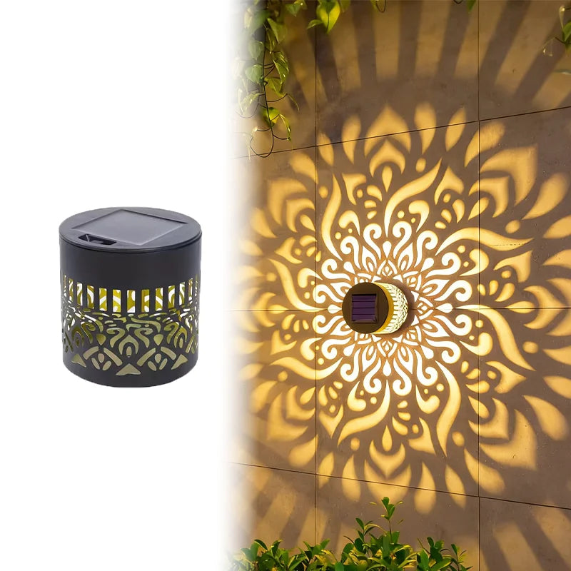 Solar Mandala Wall Lamp Outdoor LED Waterproof Fence Lamp for Garden Lawn Estate Porch Corridor Courtyard Decoration Wall Light